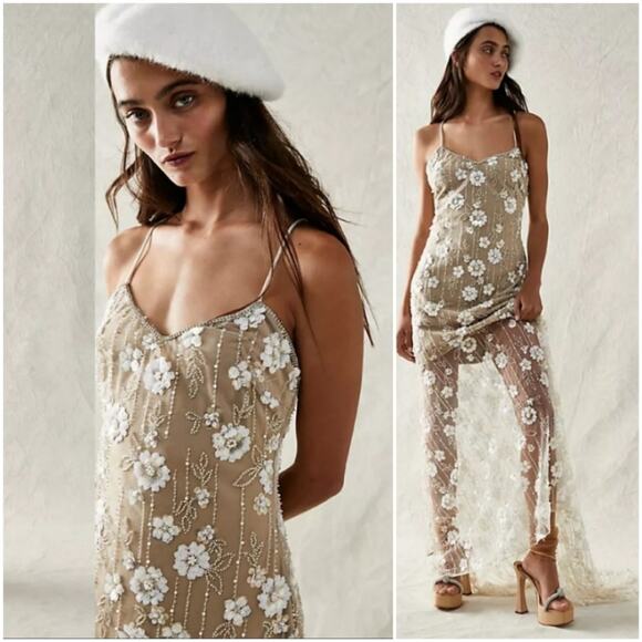 Elliatt Floral Embroidered Wedding Dress - Cream and White - Picture 11 of 14